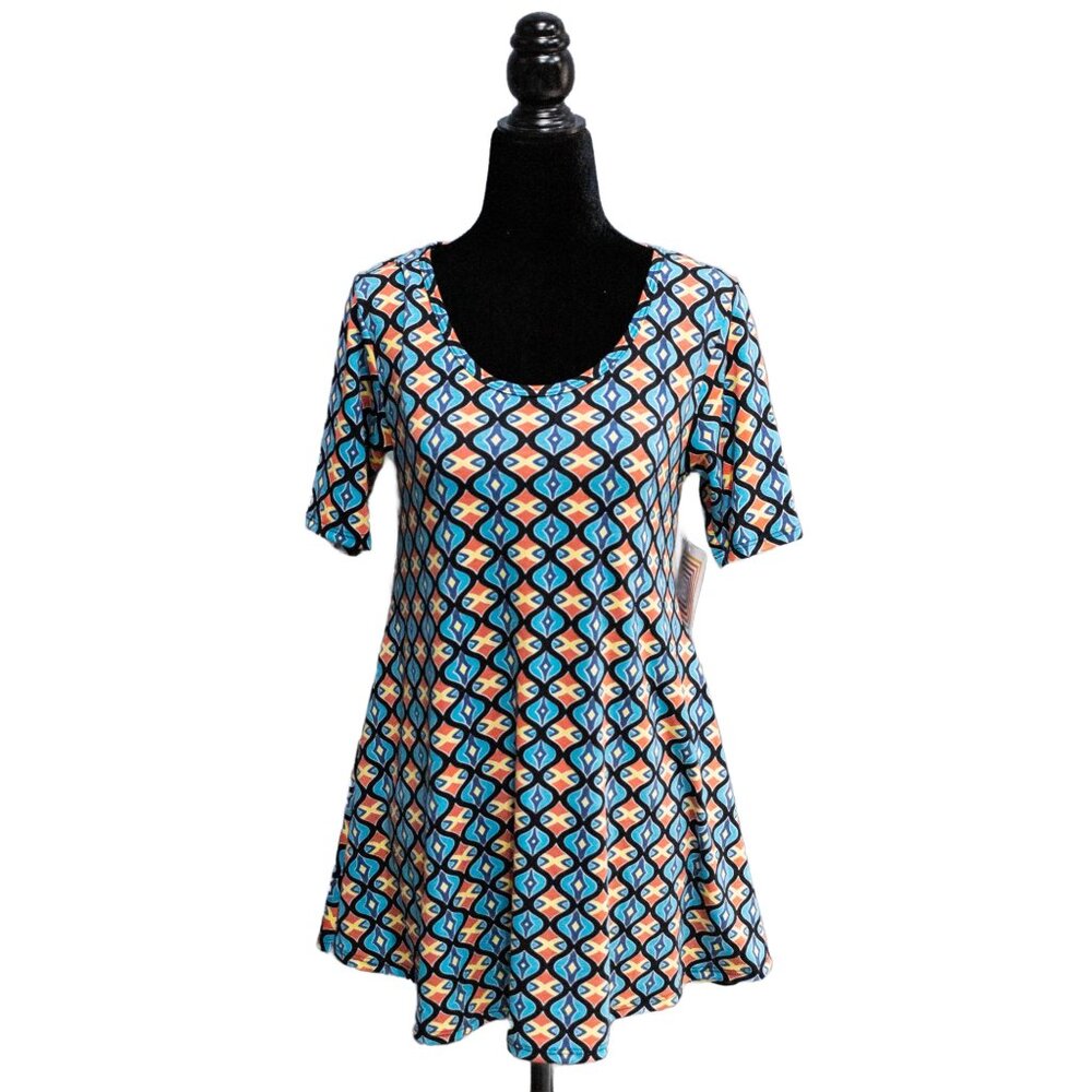 NWT LuLaRoe Blue, Orange, Yellow Graphic Perfect T, Size XX-Small
